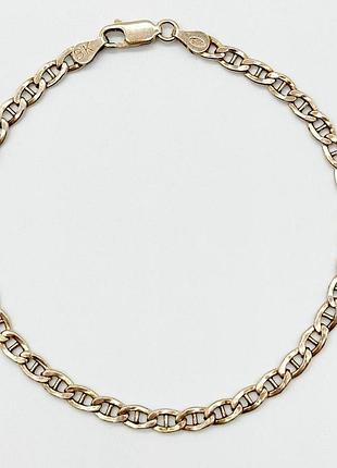 Серебряный браслет, плетение гуччи марина (барли), размер 21 см x 0,4 см, вес: 3.0 г