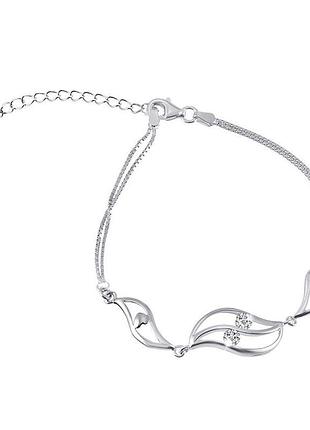 Серебряный браслет с фианитами, размер 16 см x 5 см, вес: 3.5 г