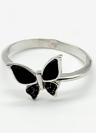 Серебряное кольцо в стиле "van cleef и arpels" со вставкой фианит/оникс, размер 18,5, вес: 2.0 г