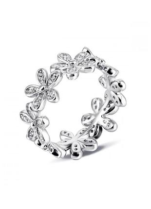 Серебряное кольцо в стиле "pandora" с фианитами, размер 16,0, вес: 3.2 г