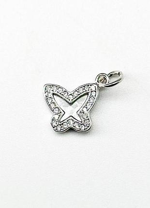Серебряная подвеска в стиле "van cleef и arpels" со вставкой фианит/перламутр