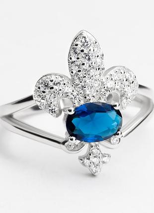 Серебряное кольцо покрытое родием с фианитами, размер 18,5, вес: 3.3 г