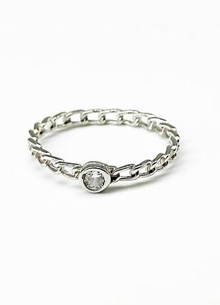 Серебряное кольцо нежность с белыми фианитами, размер 15,5, вес: 0.9 г