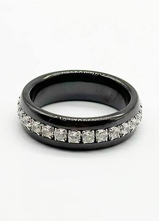 Серебряное кольцо со вставкой фианит/керамика, размер 18,0, вес: 3.9 г