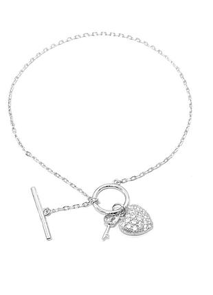 Серебряный браслет со вставкой фианит, размер 20 см x 0,1 см, вес: 2.0 г