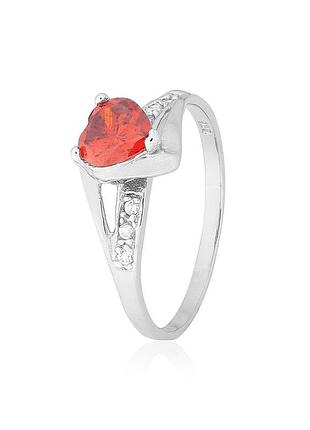 Серебряное кольцо с красными фианитами, размер 16,0, вес: 1.8 г