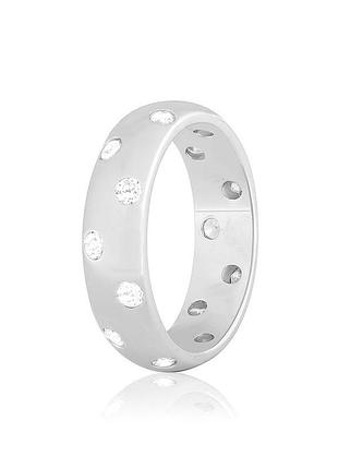 Серебряное кольцо с фианитами, размер 16,0, вес: 5.0 г