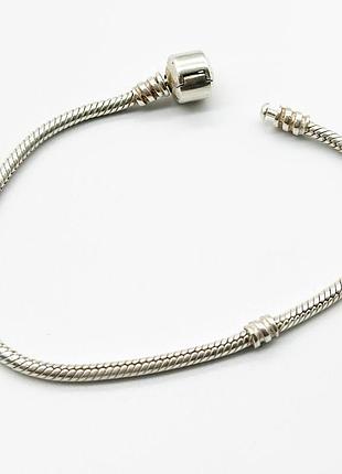 Серебряный браслет в стиле "pandora", размер 19 см x 0,3 см, вес: 14.3 г
