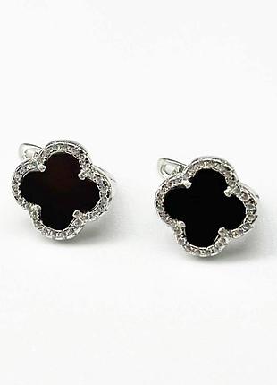 Срібні сережки в стилі "van cleef та arpels" з англійською застібкою