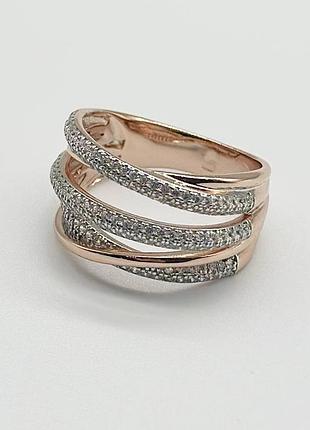 Серебряное кольцо с фианитами, размер 17,5, вес: 5.0 г