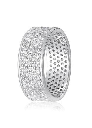 Серебряное кольцо с фианитами, размер 17,0, вес: 4.0 г