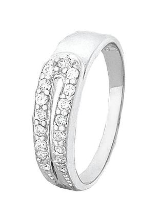 Серебряное кольцо с фианитами, размер 16,0, вес: 2.3 г