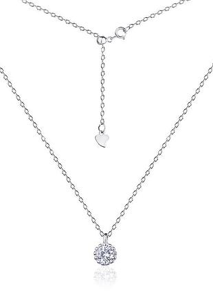 Серебряное колье с фианитом одинарное, размер 43 см x 0,1 см, вес: 1.4 г