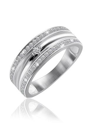 Серебряное кольцо с фианитами, размер 16,5, вес: 3.6 г