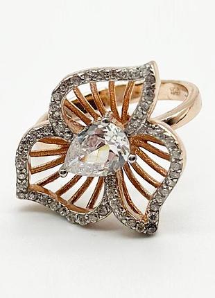 Серебряное кольцо со вставкой фианит, размер 17,0, вес: 3.8 г