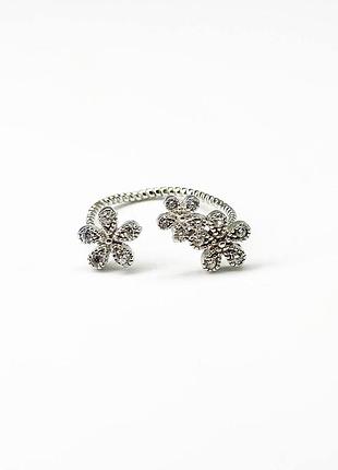 Срібна каблучка в стилі "van cleef та arpels" з фіанітами, розмір 15,0, вага: 1.7 г