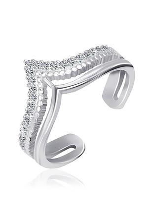 Серебряное кольцо с фианитами, размер 16,0, вес: 2.5 г