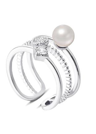 Серебряное кольцо со вставкой фианит/sea shell pearl