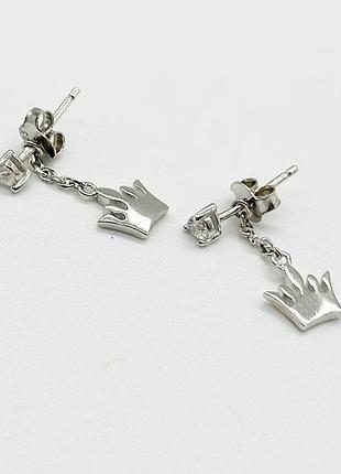Серебряные серьги со вставкой swarovski zirconia