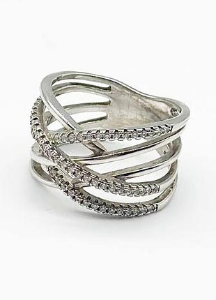 Серебряное кольцо с фианитами, размер 16,5, вес: 5.5 г