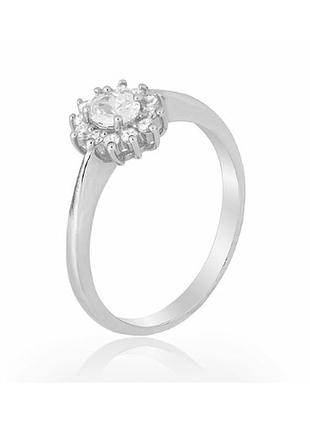Серебряное кольцо с фианитами, размер 15,5, вес: 2.9 г