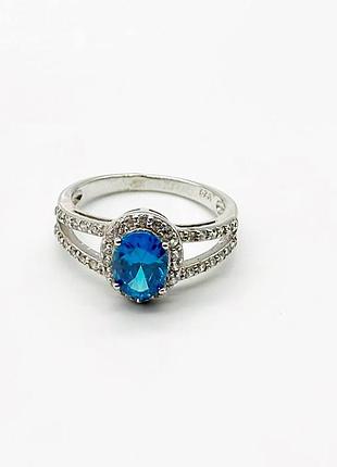 Серебряное кольцо со вставкой фианит, размер 18,5, вес: 2.8 г
