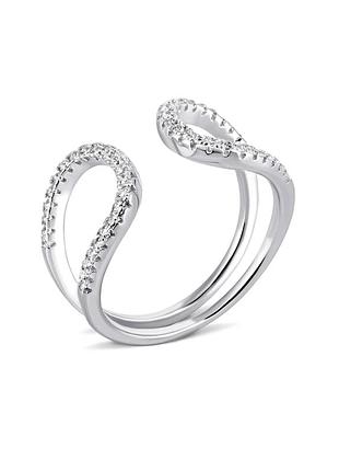 Серебряное кольцо с фианитами, размер 16,0, вес: 2.3 г