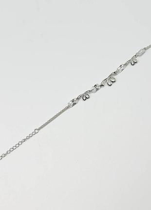 Серебряный браслет со вставкой фианит, размер 16 см x 0,8 см, вес: 4.1 г