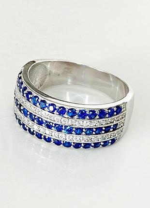 Серебряное кольцо с фианитами, размер 17,5, вес: 4.1 г