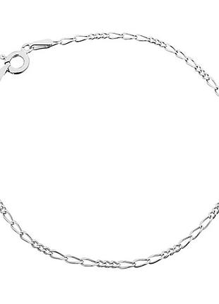 Серебряный браслет, фигаро (картье) 3+3 (127р), размер 19 см x 0,2 см, вес: 1.2 г