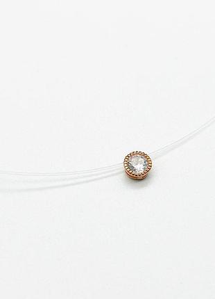 Серебряное колье 875 с фианитами, размер 35 см x 0,05 см, вес: 0.8 г