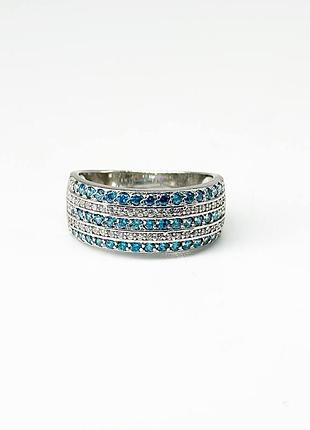 Серебряное кольцо с фианитами, размер 16,5, вес: 4.1 г