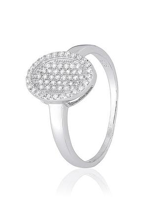 Серебряное кольцо с фианитами, размер 17,0, вес: 2.8 г