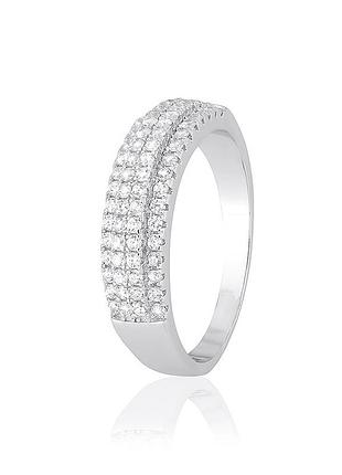 Серебряное кольцо с фианитами, размер 15,5, вес: 3.7 г