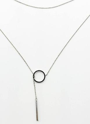 Серебряное колье галстук двустороннее, размер 55 см x 0,1 см, вес: 2.8 г