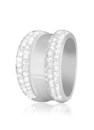 Серебряное кольцо с фианитами, размер 17,0, вес: 7.7 г