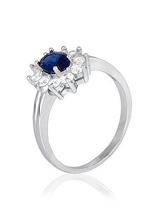 Серебряное кольцо с синими фианитами, размер 16,5, вес: 3.0 г