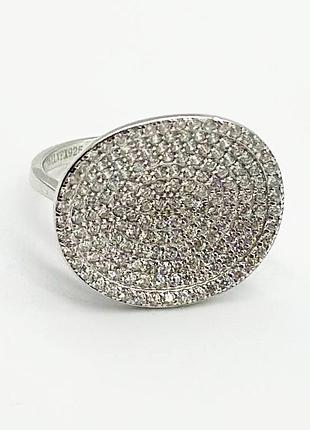 Серебряное кольцо с фианитами, размер 16,0, вес: 4.4 г