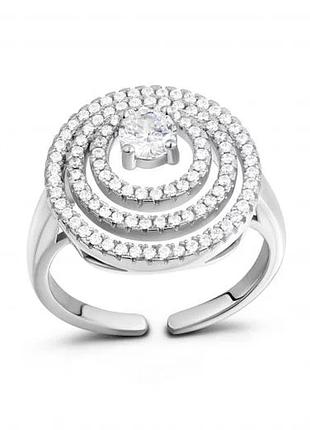 Серебряное кольцо с фианитами, размер 16,0, вес: 4.4 г