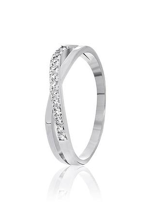 Серебряное кольцо с фианитами, размер 17,0, вес: 1.7 г