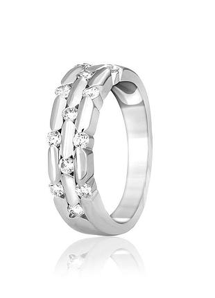 Серебряное кольцо с фианитами, размер 16,0, вес: 3.0 г