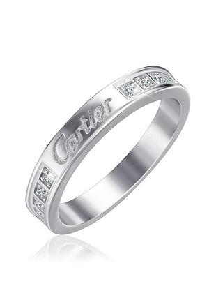 Серебряное кольцо с фианитами, размер 15,5, вес: 2.5 г