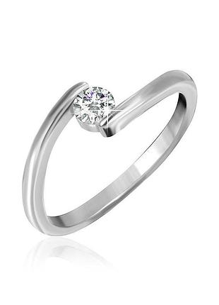 Серебряное кольцо с фианитами, размер 18,0, вес: 1.6 г