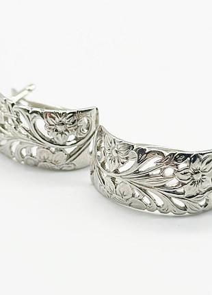 Серебряные серьги родированные с английской застежкой