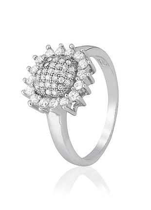 Серебряное кольцо с фианитами, размер 17,0, вес: 3.1 г