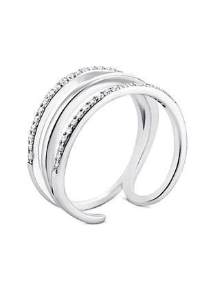 Серебряное кольцо с фианитами, размер 16,0, вес: 2.8 г