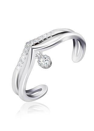 Серебряное кольцо с фианитами, размер 15,0, вес: 2.1 г