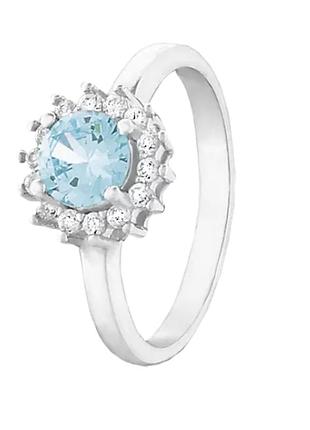 Серебряное кольцо с фианитами, размер 18,0, вес: 2.7 г