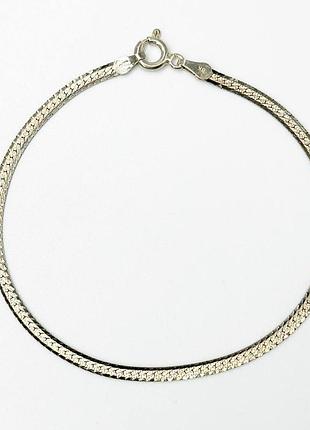 Серебряный браслет, плетение плоская лента, размер 18 см x 0,25 см, вес: 2.2 г