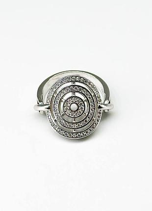 Серебряное кольцо в стиле "bvlgari" с фианитами, размер 17,5, вес: 5.0 г